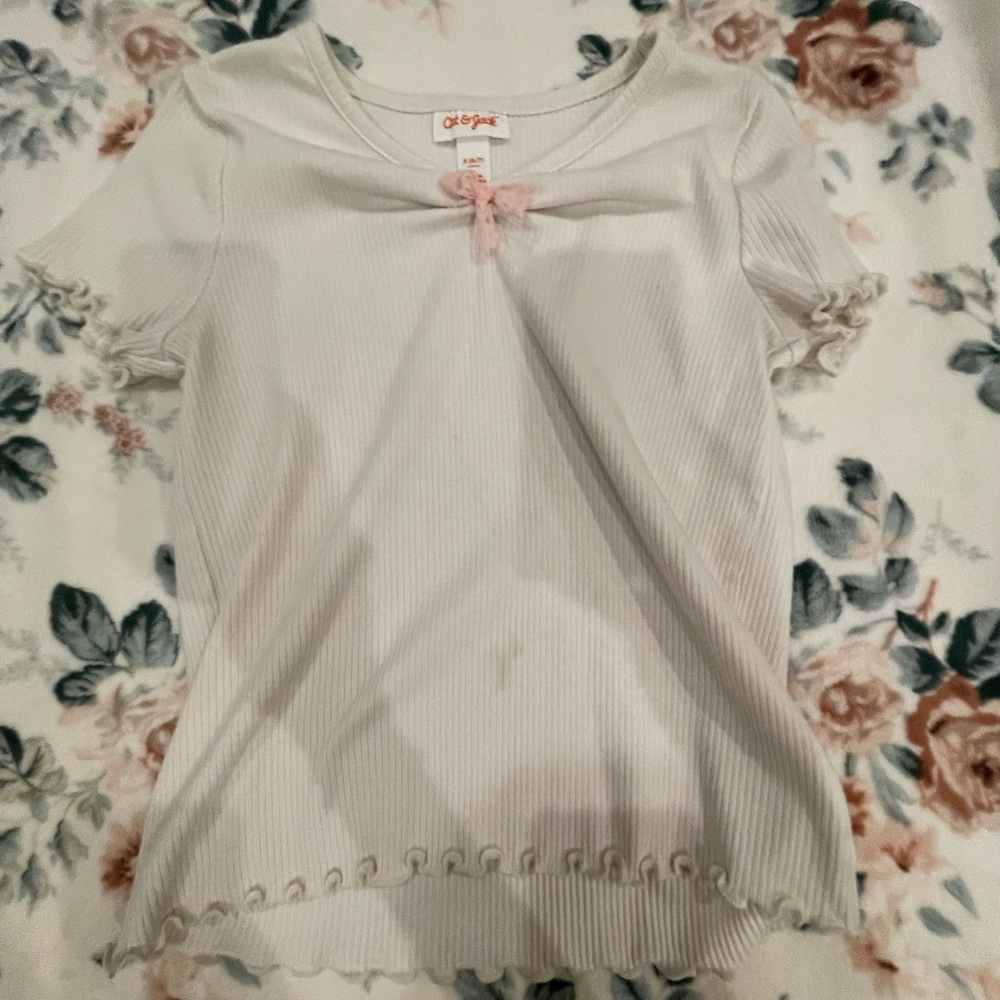 Cat & Jack White Top with Pink Accent